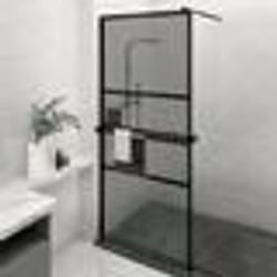 vidaXL Paroi de douche avec étagère Noir 90x195 cm Verre ESG&Aluminium