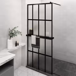 Apportez une nouvelle apparence esthétique à votre salle de bain avec notre paroi de douche moderne avec étagère ! Matériau s ...