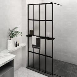 Vidaxl - Paroi de douche avec étagère Noir 100x195cm Verre ESG&Aluminium