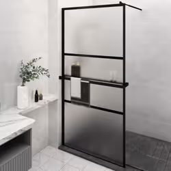Apportez une nouvelle apparence esthétique à votre salle de bain avec notre paroi de douche moderne avec étagère ! Matériau s ...