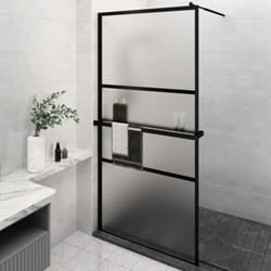 Paroi de douche avec étagère Noir 115x195cm Verre ESG&Aluminium - Vidaxl