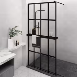 Apportez une nouvelle apparence esthétique à votre salle de bain avec notre paroi de douche moderne avec étagère ! Matériau s ...