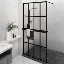 Vidaxl - Paroi de douche avec étagère Noir 118x190cm Verre ESG&Aluminium