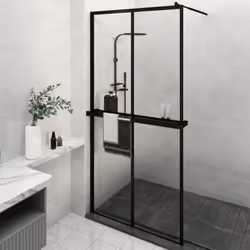 Apportez une nouvelle apparence esthétique à votre salle de bain avec notre paroi de douche moderne avec étagère ! Matériau s ...