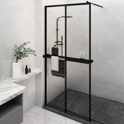 Paroi de douche avec étagère Noir 118x190cm Verre ESG&Aluminium vidaXL