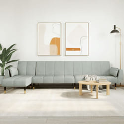 Vidaxl - Canapé-lit en forme de l gris clair 275x140x70 cm velours