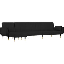Vidaxl - Canapé-lit en forme de l noir 275x140x70 cm velours
