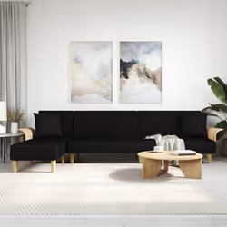 vidaXL Canapé-lit en forme de L noir 279x140x70 cm tissu