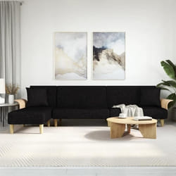 vidaXL Canapé-lit en forme de L noir 279x140x70 cm tissu