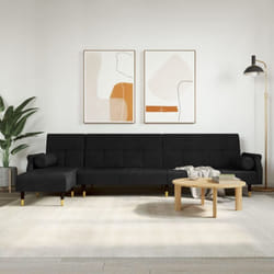 Vidaxl - Canapé lit en forme de l noir 271x140x70 cm velours