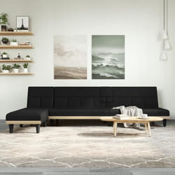 vidaXL Canapé-lit en forme de L noir 255x140x70 cm tissu