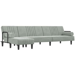 Canapé-lit en forme de l gris clair 260x140x70 cm velours Vidaxl