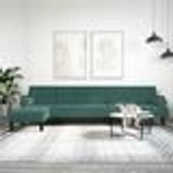 vidaXL Canapé-lit en forme de L vert foncé 260x140x70 cm velours