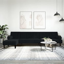 vidaXL Canapé-lit en forme de L noir 260x140x70 cm velours