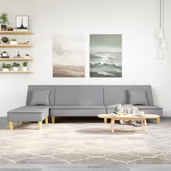 vidaXL Canapé-lit en forme de L gris clair 255x140x70 cm tissu