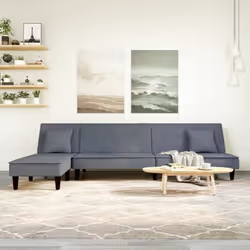 vidaXL Canapé-lit en forme de L gris 255x140x70 cm velours