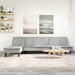 vidaXL Canapé-lit en forme de L gris clair 255x140x70 cm velours