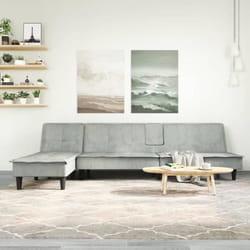 vidaXL Canapé-lit en forme de L gris clair 255x140x70 cm velours