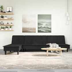 Vidaxl - Canapé-lit en forme de l noir 255x140x70 cm velours