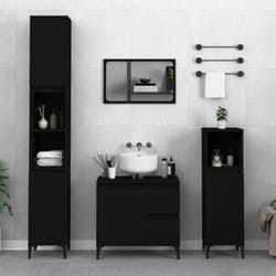 Vidaxl - Ensemble d'armoires salle de bain 3 pcs noir bois d'ingénierie