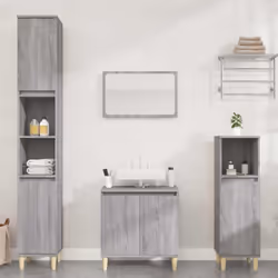 Cet ensemble de meubles de salle de bain, avec un espace de rangement spacieux, est un excellent supplément à votre salle de  ...