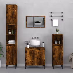 Cet ensemble de meubles de salle de bain, avec un espace de rangement spacieux, est un excellent supplément à votre salle de ...