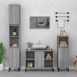 VIDAXL Ensemble de meubles de salle de bain 3 pcs - Sonoma Gris