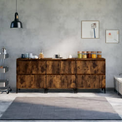 vidaXl Buffets 3 pièces bois d'ingénierie - Chêne Fumé