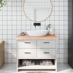 Comptoir de salle de bain 100x50x6 cm bois massif non traité