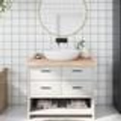 vidaXL Comptoir de salle de bain 100x60x(2-6)cm bois massif non traité