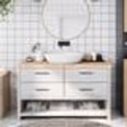 vidaXL Comptoir de salle de bain 140x50x(2-6)cm bois massif non traité