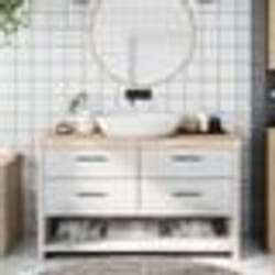 vidaXL Comptoir de salle de bain 140x50x(2-6)cm bois massif non traité