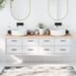 vidaXL Comptoir de salle de bain 180x50x(2-6)cm bois massif non traité