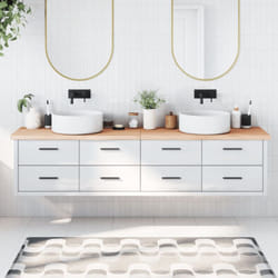 Vidaxl - Comptoir de salle de bain 220x50x(2-4)cm bois massif non traité