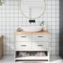vidaXL Comptoir de salle de bain marron 100x40x(2-4) cm bois traité