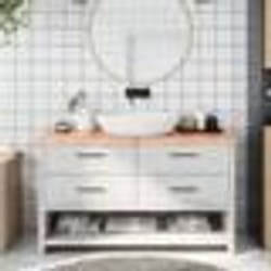 vidaXL Comptoir de salle de bain marron 140x50x(2-6) cm bois traité