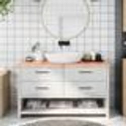 vidaXL Comptoir de salle de bain marron 140x60x(2-6) cm bois traité