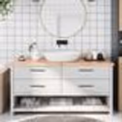 vidaXL Comptoir de salle de bain marron 160x50x(2-4) cm bois traité