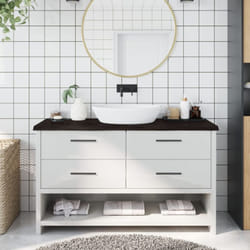 Vidaxl - Comptoir de salle de bain marron foncé bois massif traité