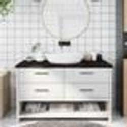 vidaXL Comptoir de salle de bain marron foncé bois massif traité