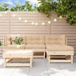 Vidaxl - Salon de jardin 5 pcs avec coussins bois massif