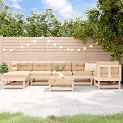vidaXL Salon de jardin 8 pcs avec coussins bois massif