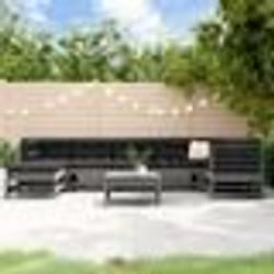 vidaXL Salon de jardin 8 pcs avec coussins gris bois massif