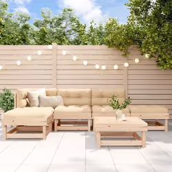 vidaXL Salon de jardin 6 pcs avec coussins bois massif