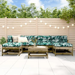 vidaXL Salon de jardin 7 pcs avec coussins bois de pin imprégné