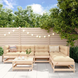 Furniture Limited - Salon De Jardin 7 Pcs Avec Coussins Bois