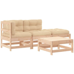 Vidaxl - Salon de jardin 4 pcs avec coussins bois massif