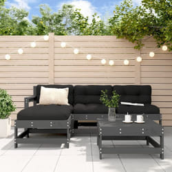 Vidaxl - Salon de jardin 5 pcs avec coussins gris bois massif