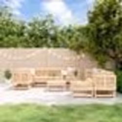 vidaXL Salon de jardin 10 pcs avec coussins bois massif