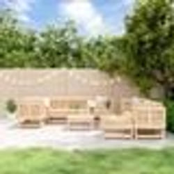 vidaXL Salon de jardin 10 pcs avec coussins bois massif